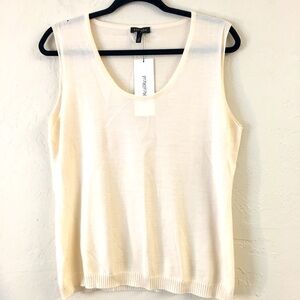 Escada Sleeveless Knit Blouse Large Cream Soft Cozy Lightweight